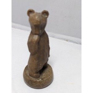 Sitka Russian Selenite Stone Carved Bear Rare Thumb Sucking Miniature  3.5 inch